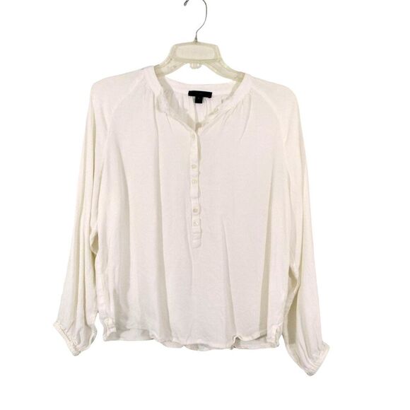 J. Crew Factory Tops - J Crew Womens Size Med White Top Lightweight Long Sleeve